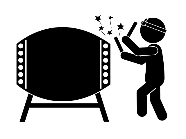 太鼓 | 祭り | 趣味・興味 - シンプル / クリップアート / アイコン / イラスト / 無料 / 白黒 / 二色 / PNG形式：背景透明