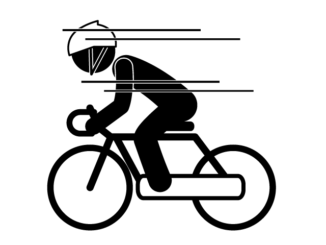 ロードバイク | 自転車 | 疾走 | 趣味・興味 - シンプル / クリップアート / アイコン / イラスト / 無料 / 白黒 / 二色 / PNG形式：背景透明