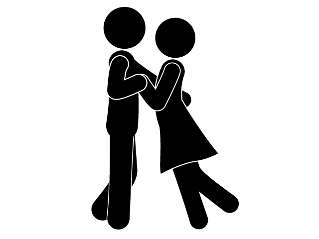 社交ダンス | 男女 | 趣味・興味 - シンプル / クリップアート / アイコン / イラスト / 無料 / 白黒 / 二色 / PNG形式：背景透明