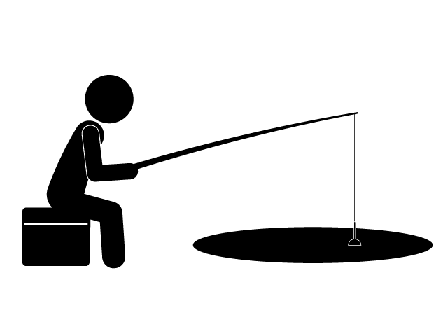 釣り | 釣り堀 | 魚 | 趣味・興味 - シンプル / クリップアート / アイコン / イラスト / 無料 / 白黒 / 二色 / PNG形式：背景透明