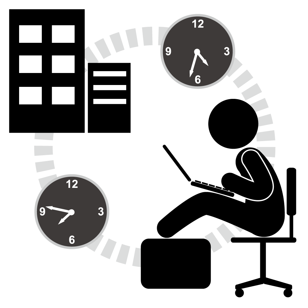 オフライン/社員がリモートで仕事/在宅勤務 - 挿絵/クリップアート/フリー/写真/アイコン/白黒/シンプル