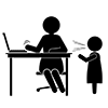 子供と一緒｜自由な時間｜テレワーク - ビジネス｜クリップアート｜フリー素材
