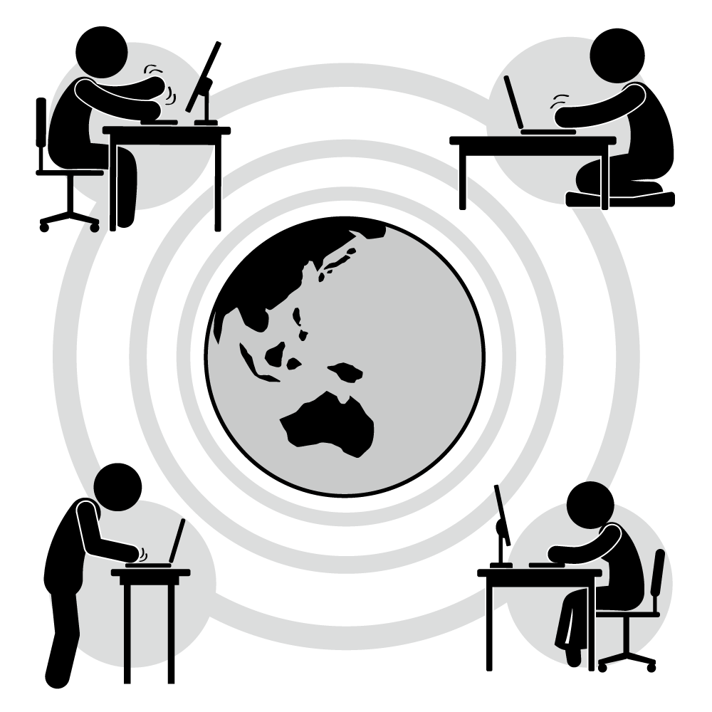 ビジネスパーソン/多様な働き方/多様性の時代 - 挿絵/クリップアート/フリー/写真/アイコン/白黒/シンプル