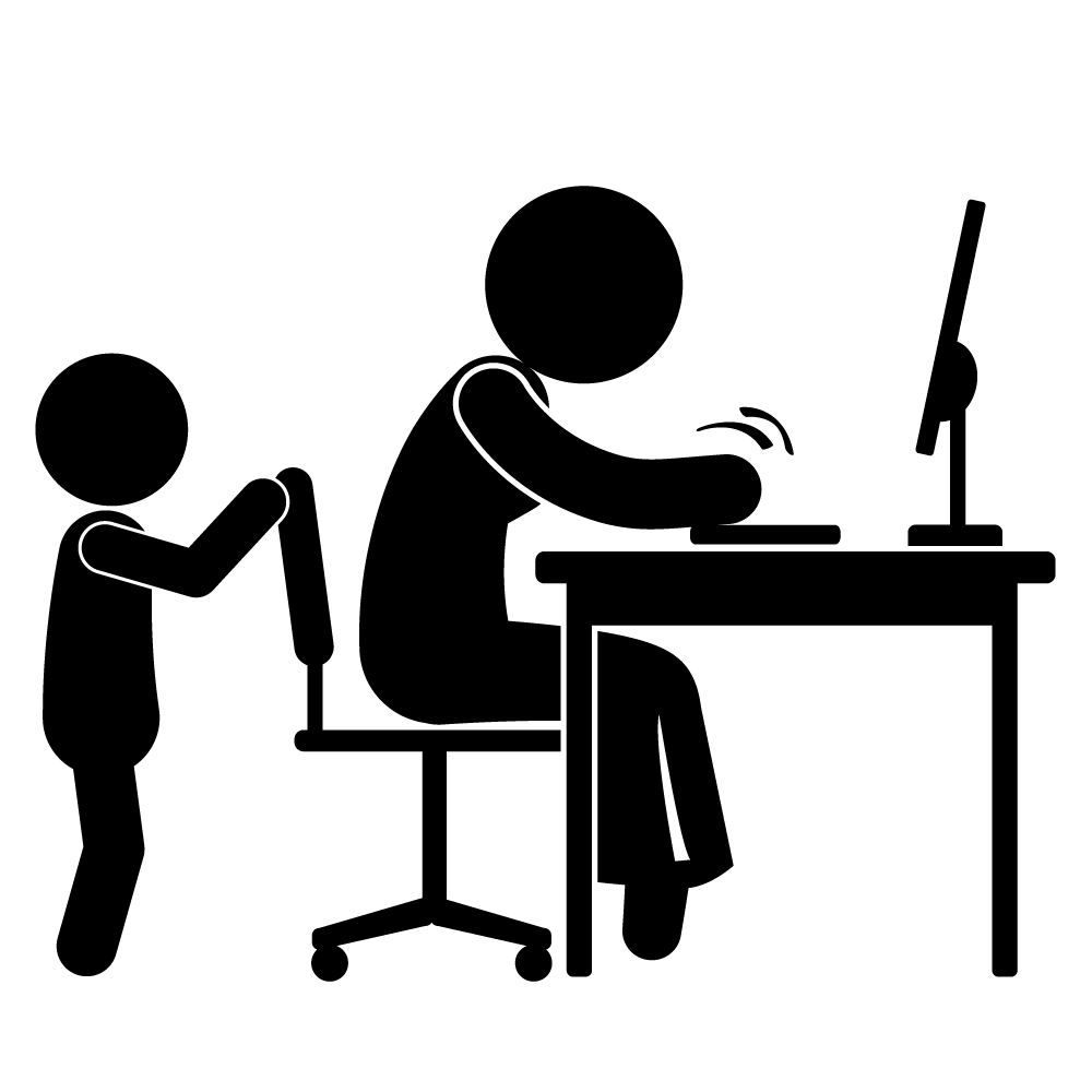 子供の世話/時間が増える/融通 - 挿絵/クリップアート/フリー/写真/アイコン/白黒/シンプル