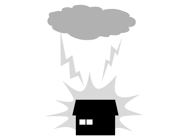 雷 | 近くに落ちる | 落雷 - シンプル / クリップアート / アイコン / イラスト / 無料 / 白黒 / 二色 / PNG形式：背景透明