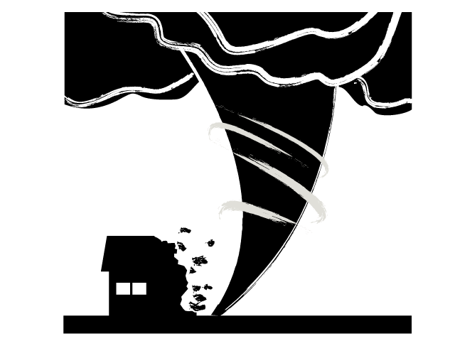 竜巻 | 台風 | 災害 - シンプル / クリップアート / アイコン / イラスト / 無料 / 白黒 / 二色 / PNG形式：背景透明