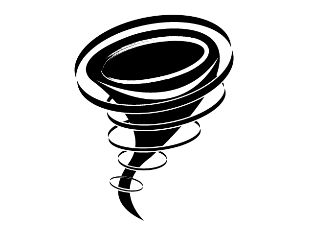 竜巻 | 巨大 | 災害 - シンプル / クリップアート / アイコン / イラスト / 無料 / 白黒 / 二色 / PNG形式：背景透明