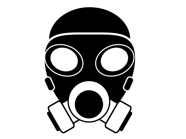 放射能マスク | 災害 - シンプル / クリップアート / アイコン / イラスト / 無料 / 白黒 / 二色 / PNG形式：背景透明