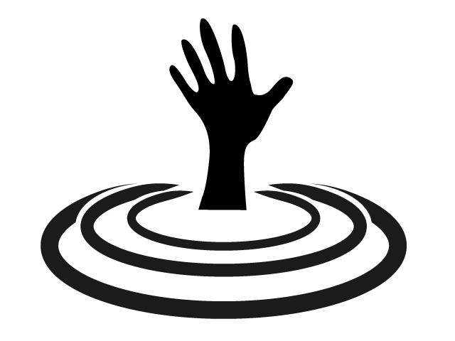 水害 | 溺れる - シンプル / クリップアート / アイコン / イラスト / 無料 / 白黒 / 二色 / PNG形式：背景透明