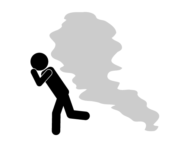 火事 | 煙 | 避難 - シンプル / クリップアート / アイコン / イラスト / 無料 / 白黒 / 二色 / PNG形式：背景透明