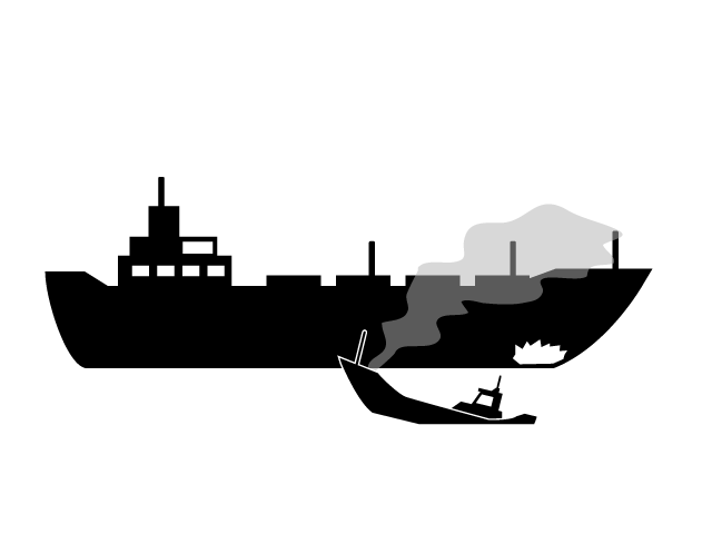 衝突船 | 沈没 | 事故 - シンプル / クリップアート / アイコン / イラスト / 無料 / 白黒 / 二色 / PNG形式：背景透明