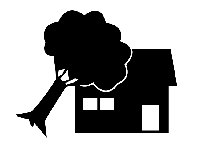 木が倒れる | 嵐 | 台風 | 災害 - シンプル / クリップアート / アイコン / イラスト / 無料 / 白黒 / 二色 / PNG形式：背景透明