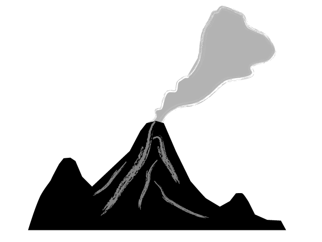 火山噴火 | 災害 | 灰 - シンプル / クリップアート / アイコン / イラスト / 無料 / 白黒 / 二色 / PNG形式：背景透明