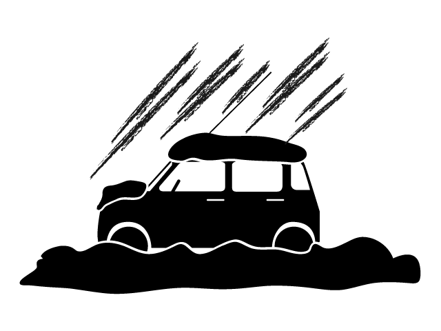 豪雪 | 吹雪 | 自動車 - シンプル / クリップアート / アイコン / イラスト / 無料 / 白黒 / 二色 / PNG形式：背景透明