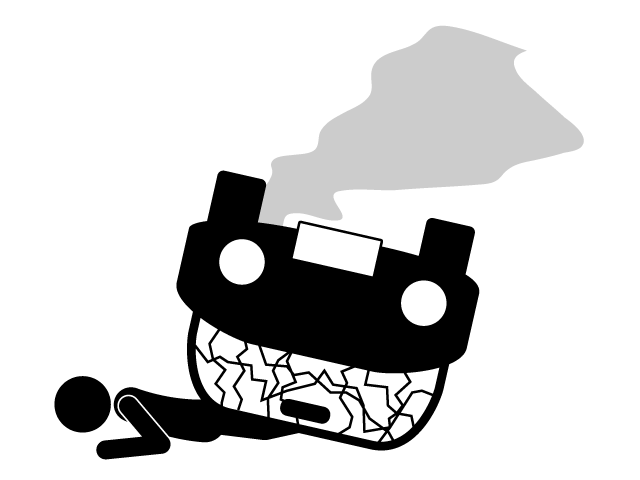 車事故 | フロントガラスが割れる | スピード - シンプル / クリップアート / アイコン / イラスト / 無料 / 白黒 / 二色 / PNG形式：背景透明