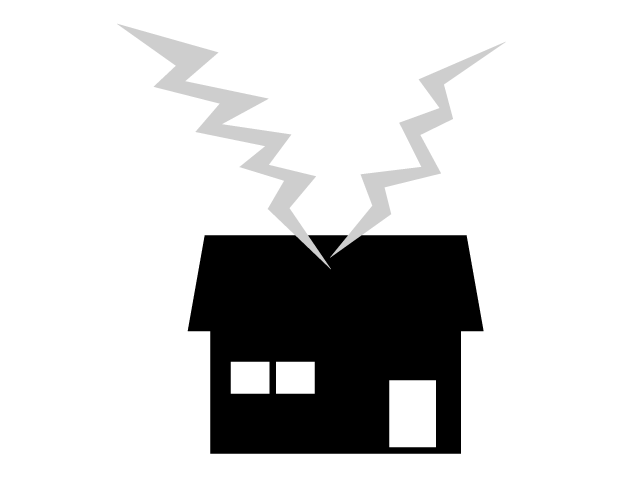 落雷 | 災害 - シンプル / クリップアート / アイコン / イラスト / 無料 / 白黒 / 二色 / PNG形式：背景透明