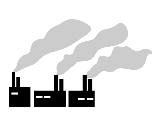 工場の煙 | 公害 | 環境破壊 - シンプル / クリップアート / アイコン / イラスト / 無料 / 白黒 / 二色 / PNG形式：背景透明