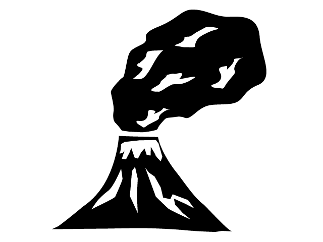 火山 | 爆発 | 災害 - シンプル / クリップアート / アイコン / イラスト / 無料 / 白黒 / 二色 / PNG形式：背景透明
