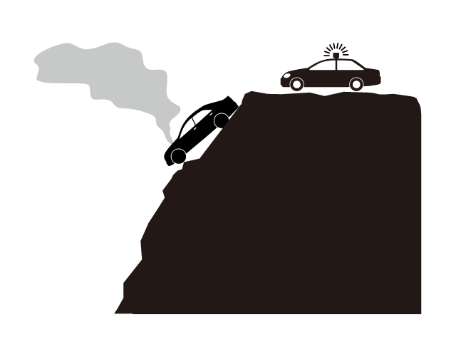 車事故 | パトカー | 救助 - シンプル / クリップアート / アイコン / イラスト / 無料 / 白黒 / 二色 / PNG形式：背景透明