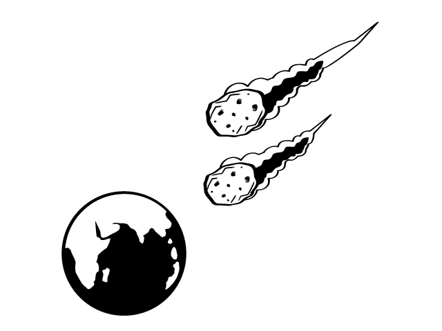 隕石 | 落下 | 宇宙 - シンプル / クリップアート / アイコン / イラスト / 無料 / 白黒 / 二色 / PNG形式：背景透明