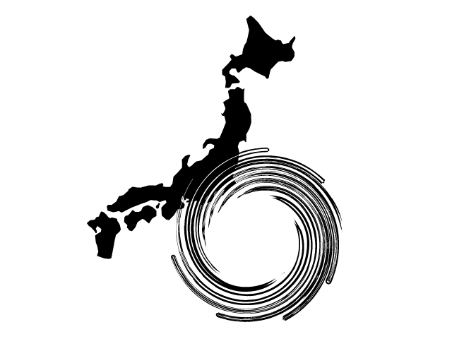 巨大台風 | 嵐 | 天気 - シンプル / クリップアート / アイコン / イラスト / 無料 / 白黒 / 二色 / PNG形式：背景透明