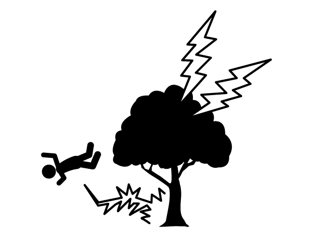 落雷 | 大きな木 | 落ちる - シンプル / クリップアート / アイコン / イラスト / 無料 / 白黒 / 二色 / PNG形式：背景透明