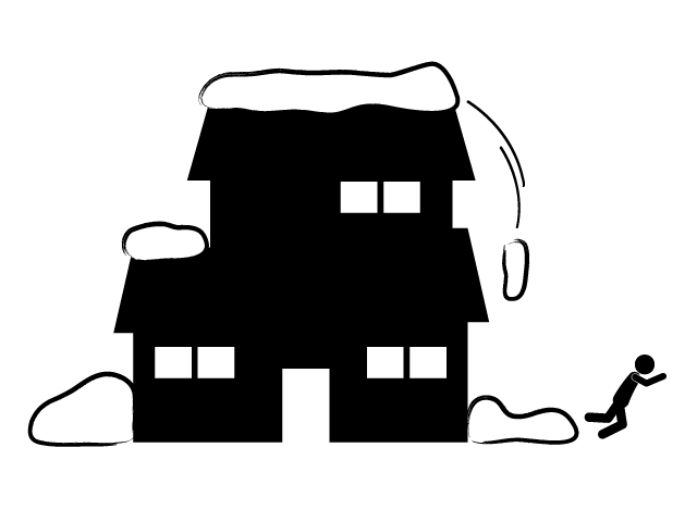 豪雪被害 | 雪が積もる | 雪の重さ - シンプル / クリップアート / アイコン / イラスト / 無料 / 白黒 / 二色 / PNG形式：背景透明