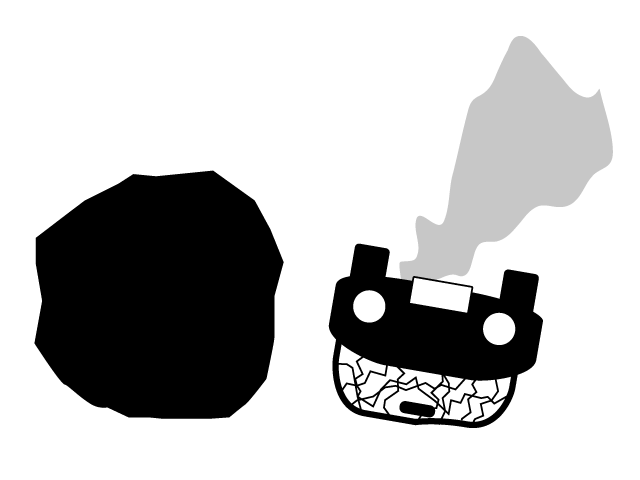 落石事故 | 災害 - シンプル / クリップアート / アイコン / イラスト / 無料 / 白黒 / 二色 / PNG形式：背景透明