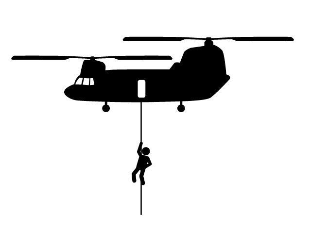 ヘリコプター | 救助活動 | 災害 - シンプル / クリップアート / アイコン / イラスト / 無料 / 白黒 / 二色 / PNG形式：背景透明