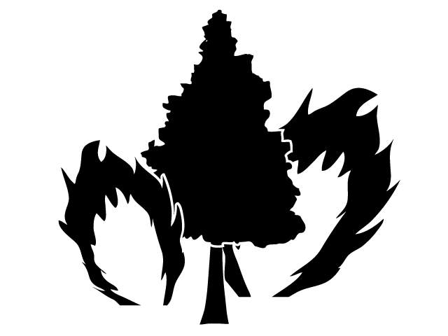 山火事 | 火災 | 自然災害 - シンプル / クリップアート / アイコン / イラスト / 無料 / 白黒 / 二色 / PNG形式：背景透明