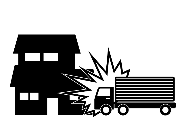 衝突事故 | トラック | 居眠り運転 | 不注意 - シンプル / クリップアート / アイコン / イラスト / 無料 / 白黒 / 二色 / PNG形式：背景透明