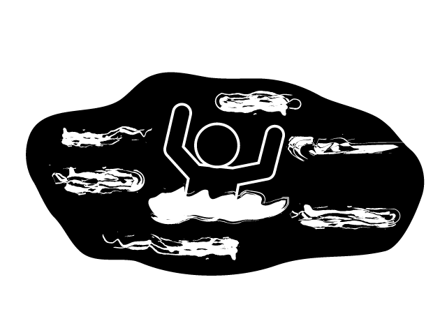 水害 | 溺れる | 流される - シンプル / クリップアート / アイコン / イラスト / 無料 / 白黒 / 二色 / PNG形式：背景透明