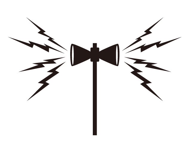 緊急警報スピーカー | 知らせる | 危険が迫る - シンプル / クリップアート / アイコン / イラスト / 無料 / 白黒 / 二色 / PNG形式：背景透明