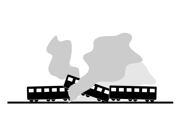 列車事故 | 火災 | 煙 - シンプル / クリップアート / アイコン / イラスト / 無料 / 白黒 / 二色 / PNG形式：背景透明
