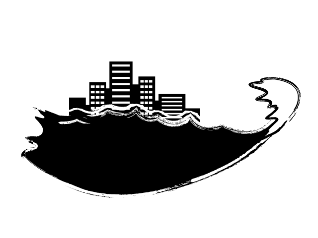 大きな波 | 地震 | 災害 - シンプル / クリップアート / アイコン / イラスト / 無料 / 白黒 / 二色 / PNG形式：背景透明