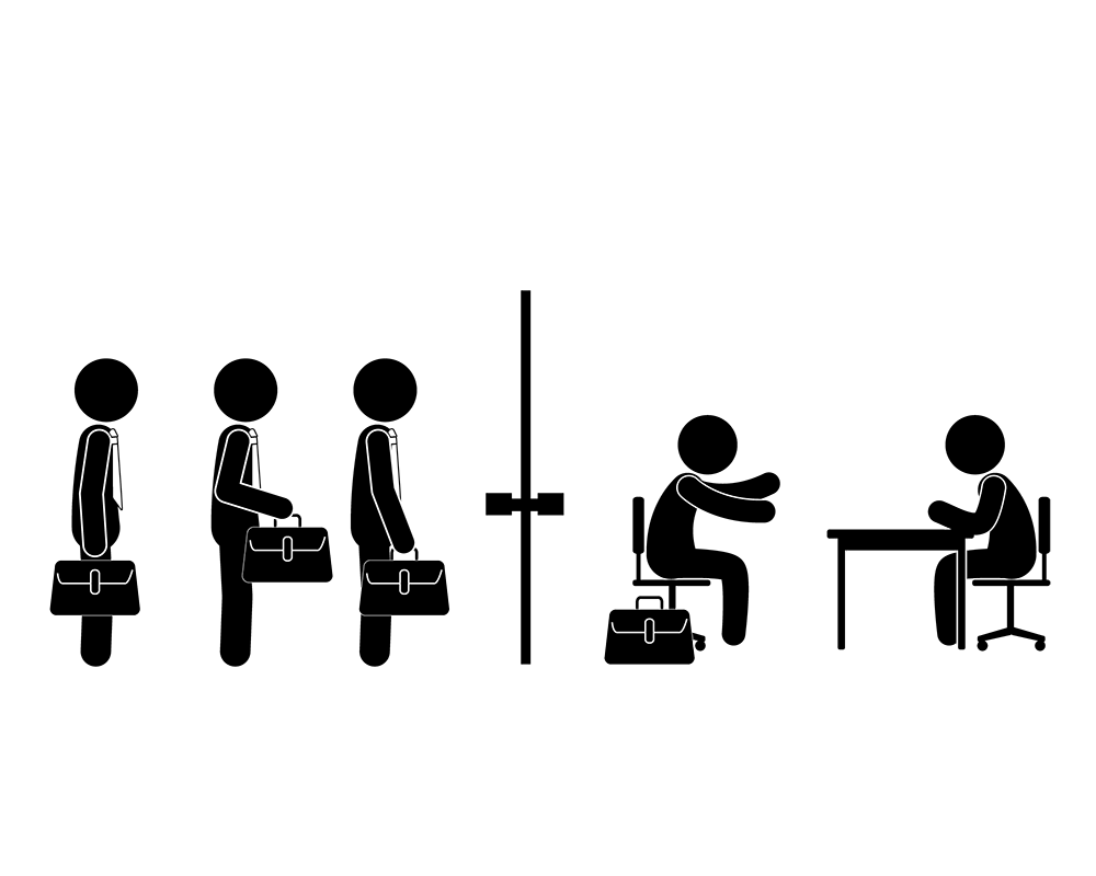 派遣社員を雇用する。元気のないサラリーマン。 - 挿絵/クリップアート/フリー/写真/アイコン/白黒/シンプル