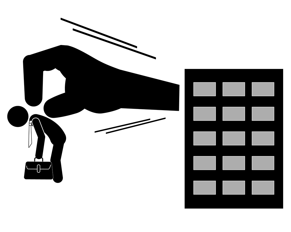 一つの職を求めて争う。仕事が少ない。厳しい雇用情勢。 - 挿絵/クリップアート/フリー/写真/アイコン/白黒/シンプル