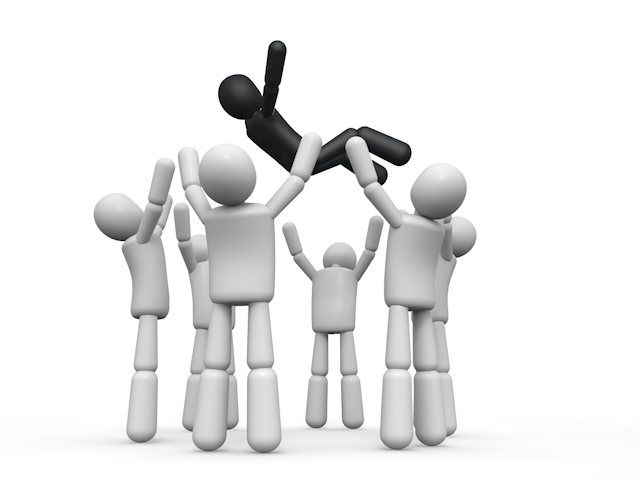 達成感 / 成功 / 優勝 - シンプル人物イラスト/人クリップアート/アイコン/黒色/ピクトグラム