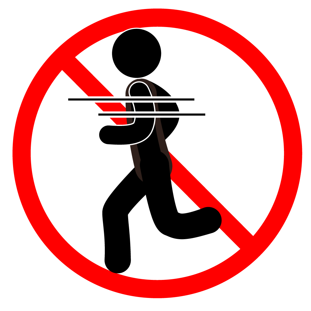 廊下は走らないで下さい危険です - シンプル / クリップアート / アイコン / イラスト / 無料 / 白黒 / 二色 / PNG形式：背景透明