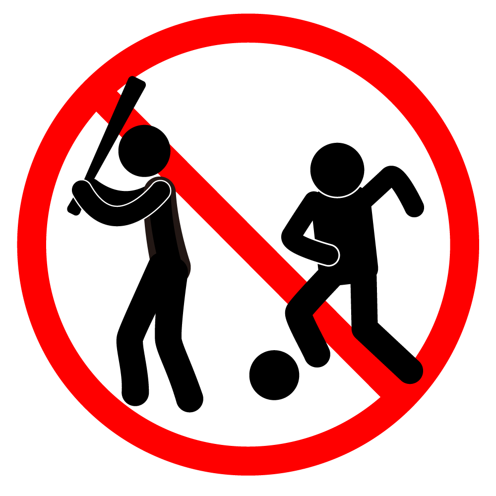 ここで遊んではいけません - シンプル / クリップアート / アイコン / イラスト / 無料 / 白黒 / 二色 / PNG形式：背景透明
