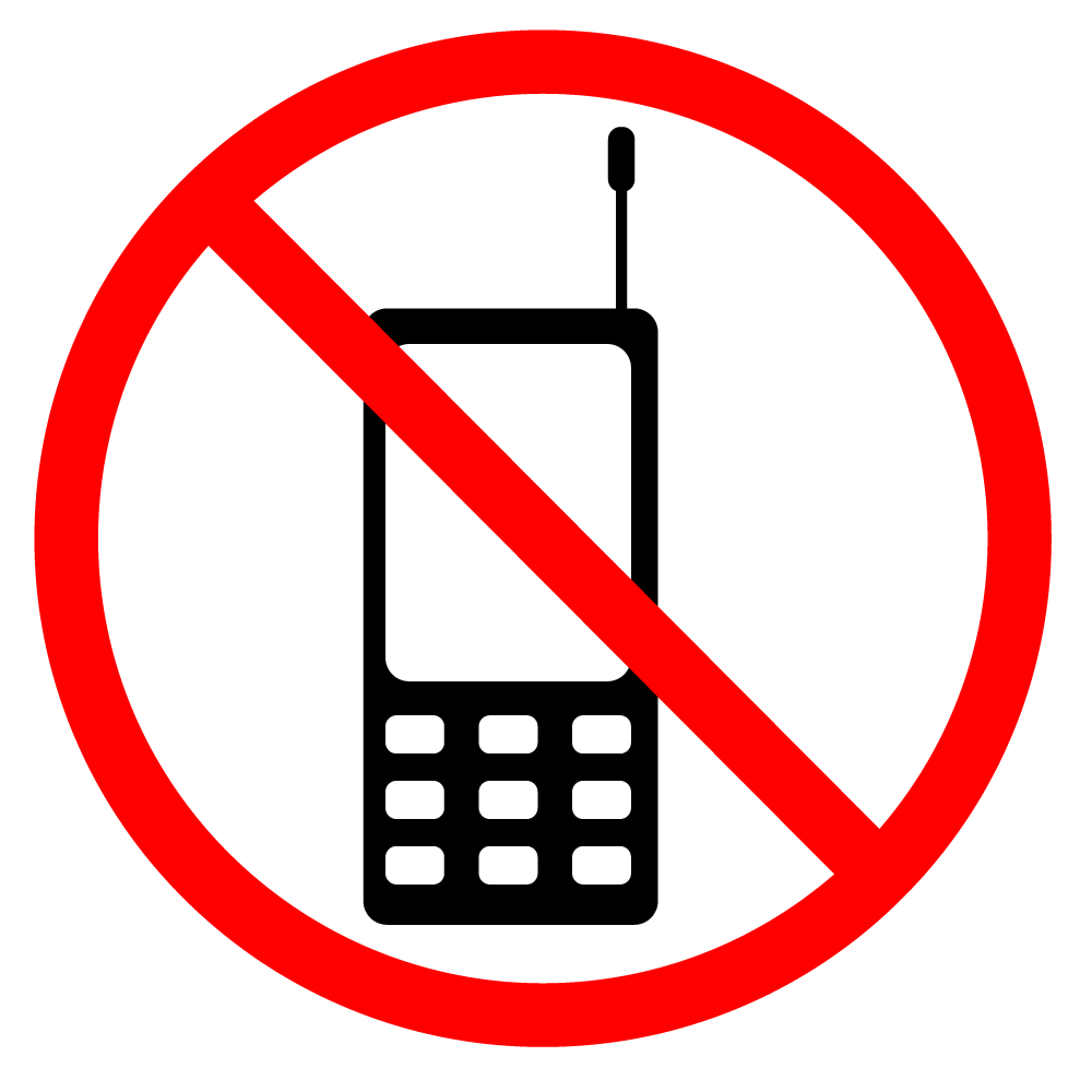 携帯電話の使用はご遠慮下さい - シンプル / クリップアート / アイコン / イラスト / 無料 / 白黒 / 二色 / PNG形式：背景透明