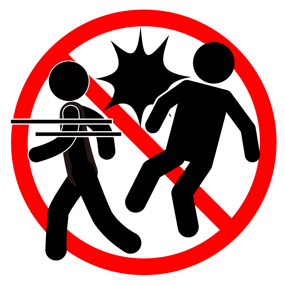 おしのけ禁止 - シンプル / クリップアート / アイコン / イラスト / 無料 / 白黒 / 二色 / PNG形式：背景透明