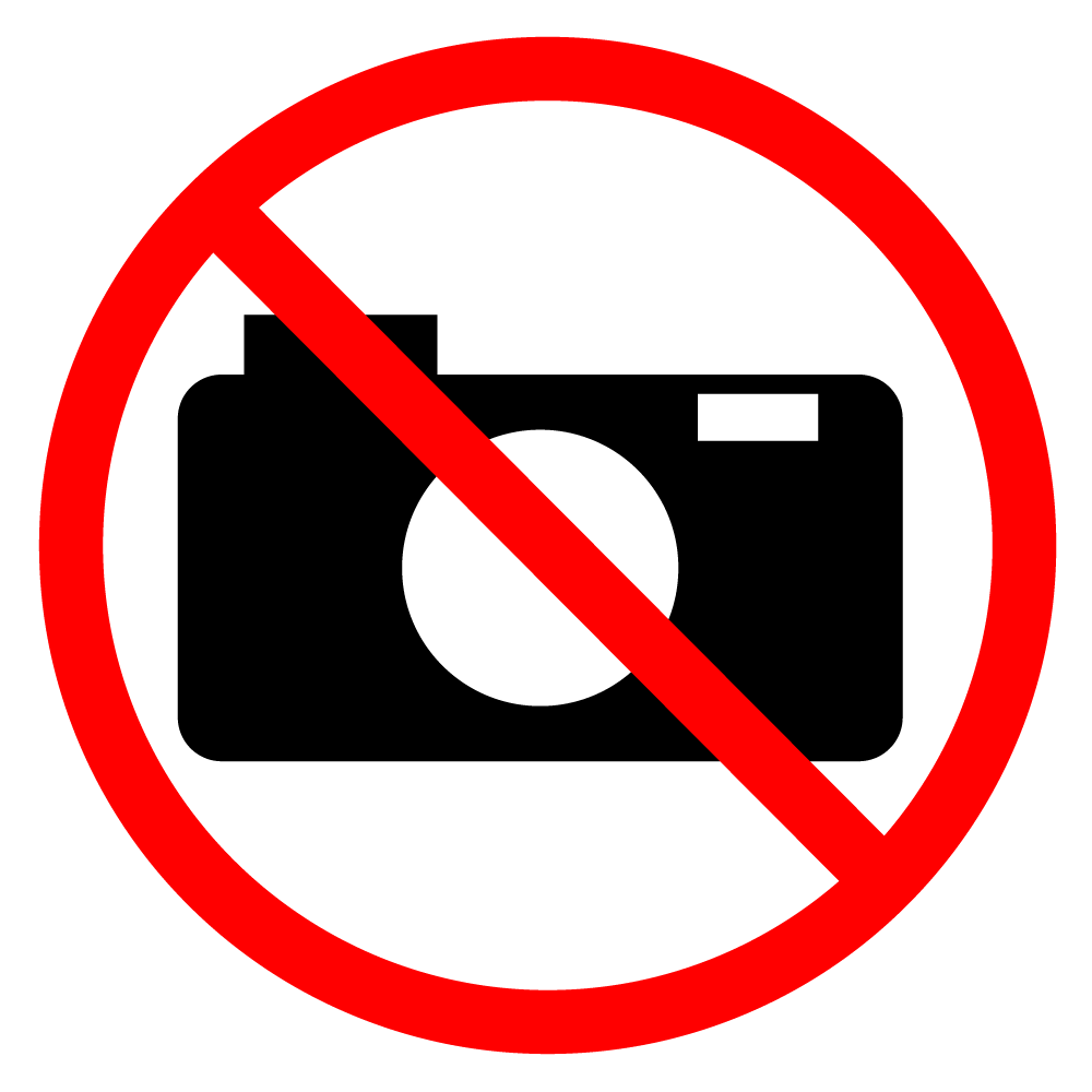 カメラ・携帯での撮影禁止 - シンプル / クリップアート / アイコン / イラスト / 無料 / 白黒 / 二色 / PNG形式：背景透明
