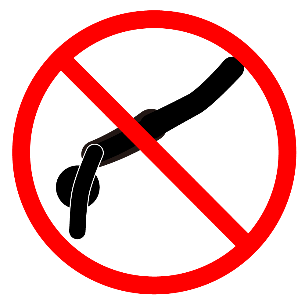 とびこみ禁止 - シンプル / クリップアート / アイコン / イラスト / 無料 / 白黒 / 二色 / PNG形式：背景透明