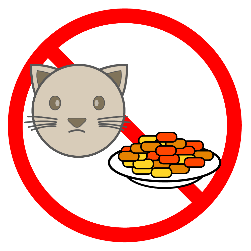 のら猫に餌をあげないで下さい - シンプル / クリップアート / アイコン / イラスト / 無料 / 白黒 / 二色 / PNG形式：背景透明