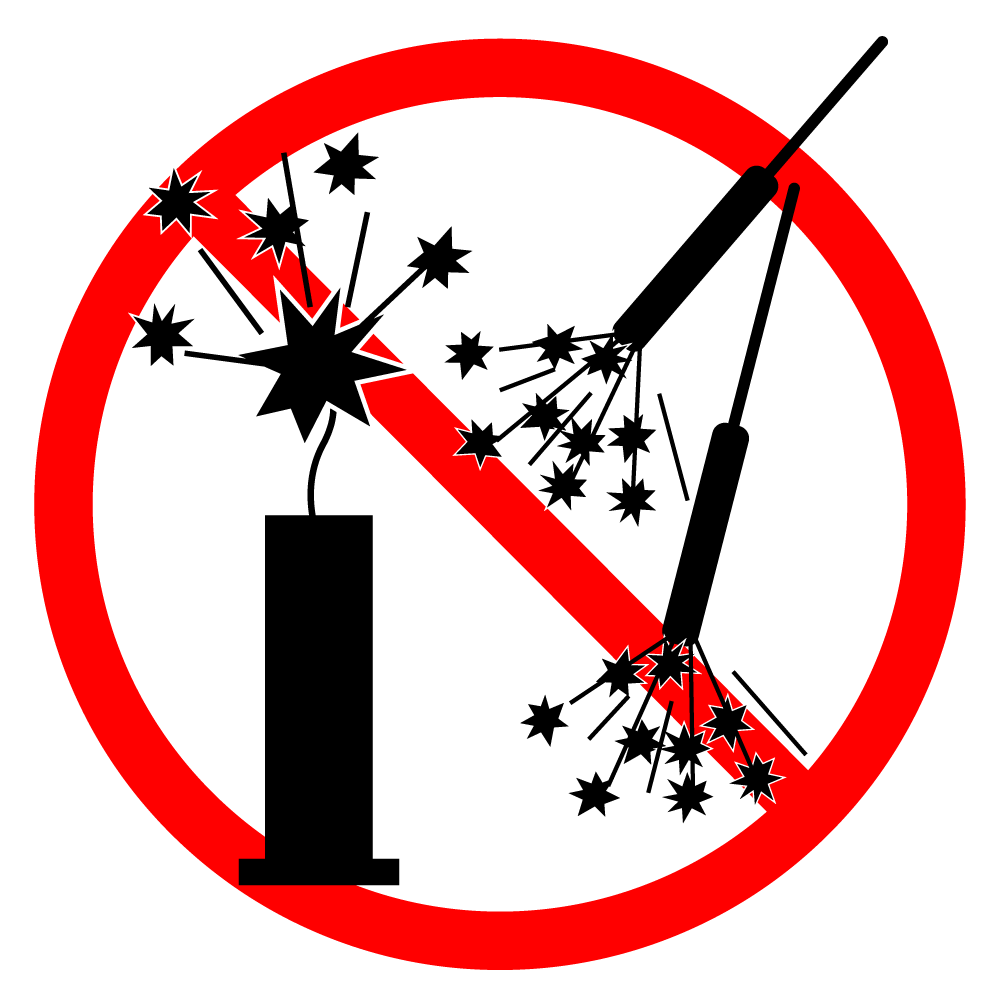 花火等禁止 - シンプル / クリップアート / アイコン / イラスト / 無料 / 白黒 / 二色 / PNG形式：背景透明