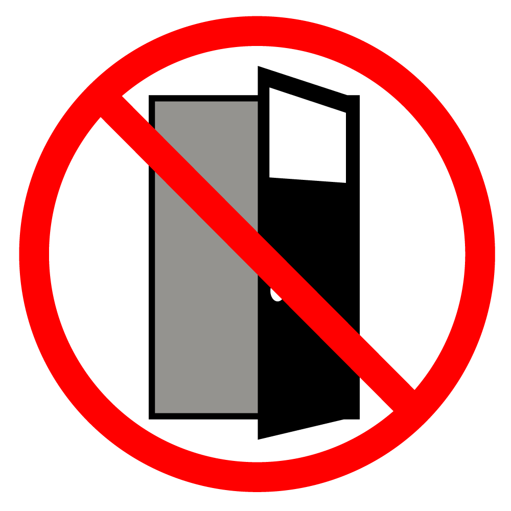 ドア開けたまま禁止 - シンプル / クリップアート / アイコン / イラスト / 無料 / 白黒 / 二色 / PNG形式：背景透明