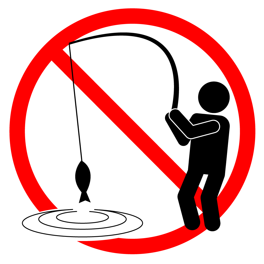 釣り禁止 - シンプル / クリップアート / アイコン / イラスト / 無料 / 白黒 / 二色 / PNG形式：背景透明