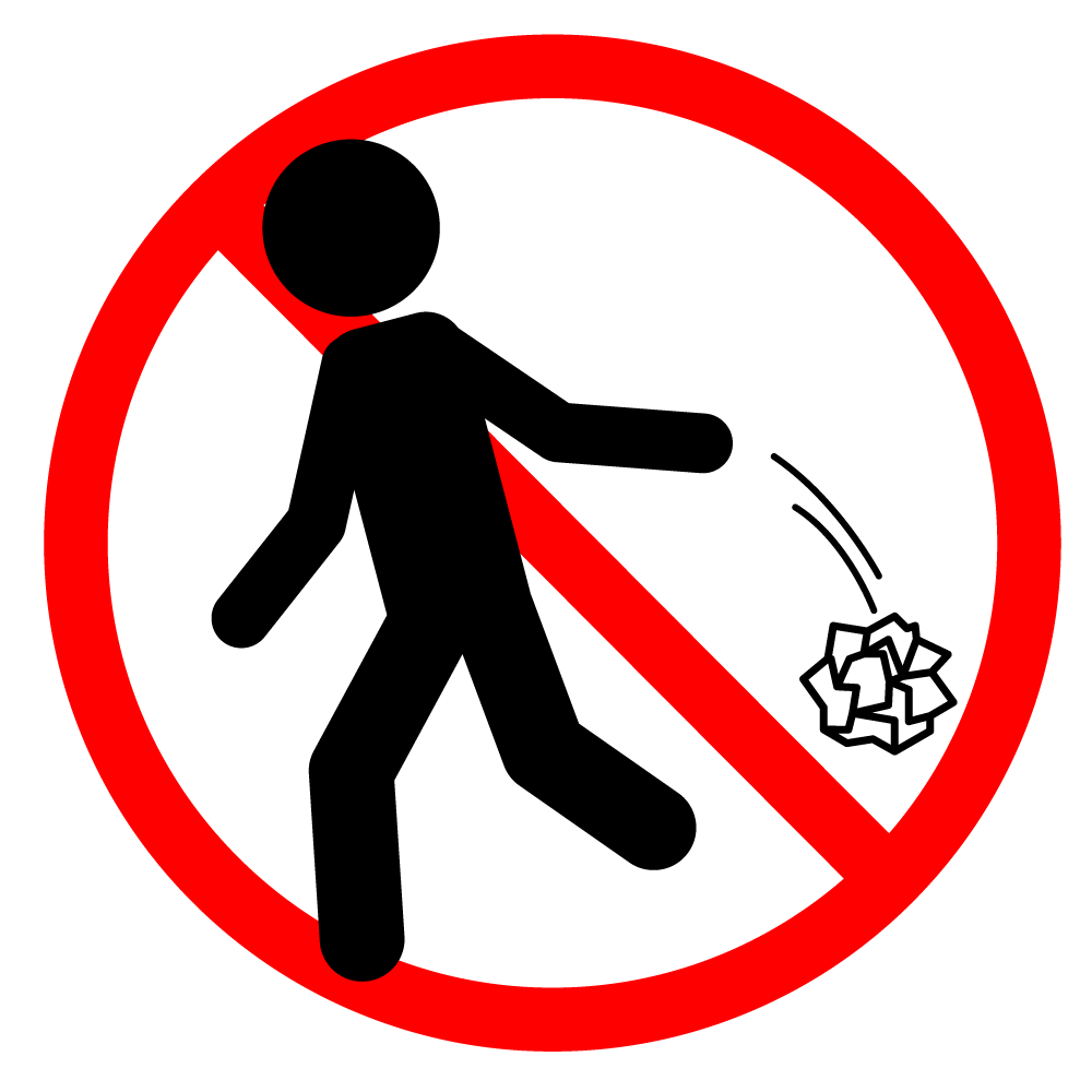 ポイすて禁止 - シンプル / クリップアート / アイコン / イラスト / 無料 / 白黒 / 二色 / PNG形式：背景透明