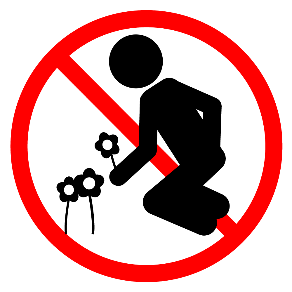 草花とるな禁止 - シンプル / クリップアート / アイコン / イラスト / 無料 / 白黒 / 二色 / PNG形式：背景透明